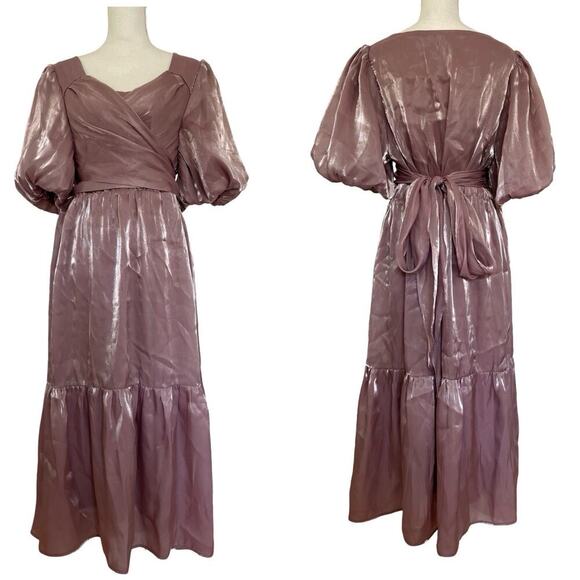 Polagram Shimmer Tiered Wrap Maxi Dress Size XXL Lavender Fairy Festive Event - Picture 1 of 8